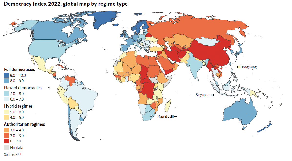 Mapped: The State of Global Democracy in 2022